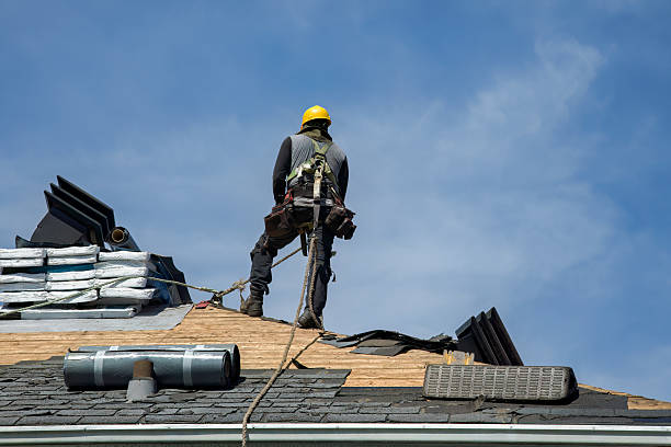 Professional Gutter Installation technician working in Poland, IN
